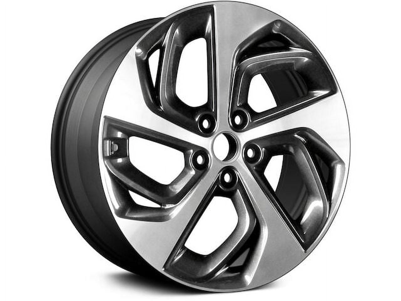 Aluminum Wheel - Machined and Dark Charcoal Metallic - 19 x 7.5 Inch - 10 Slot - 5 Lug - 53mm Offset - 114.3mm Bolt Pattern - Compatible with 2015 - 2018 Hyundai Tucson 2016 2017