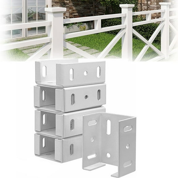 Aluminum White Fence Brackets for Vinyl Panels 2.75 Inch Rail Connectors Post Mounting Hardware Outdoor Fencing Accessories