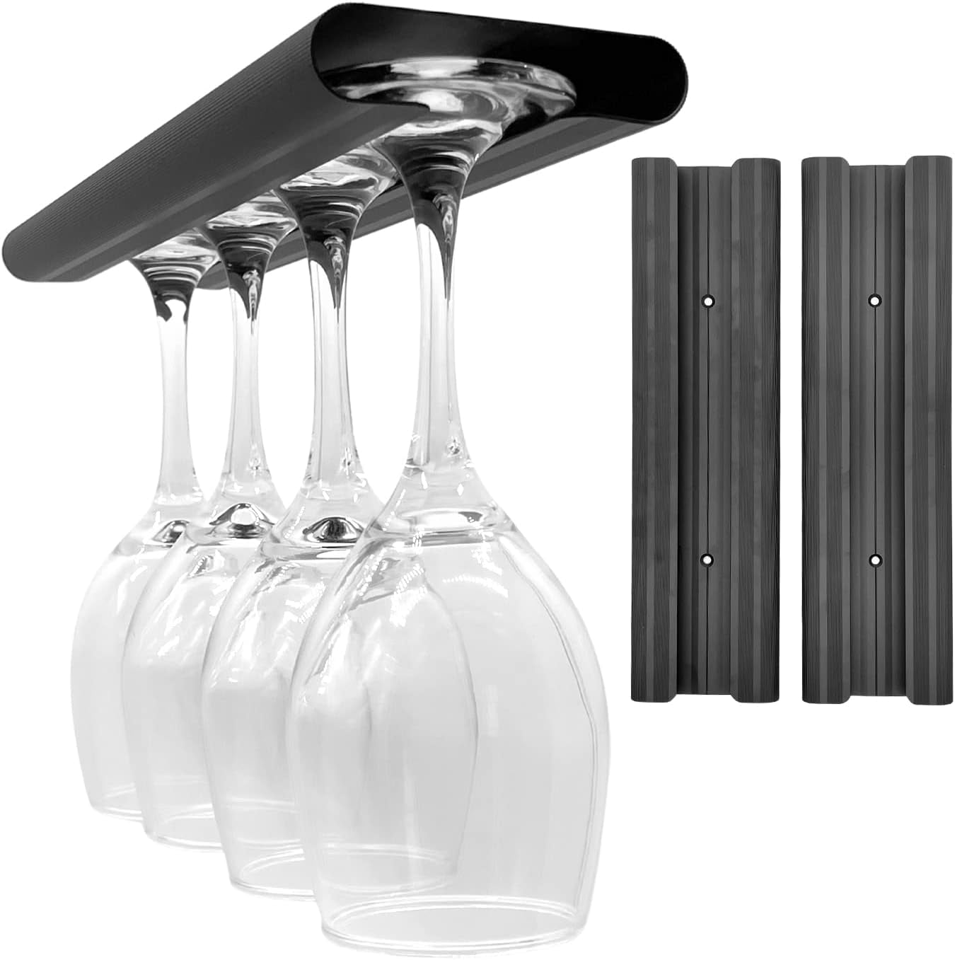 Aluminum Wine Glass Rack 2 Pack, Under Cabinet Wine Glass Holder, Under ...