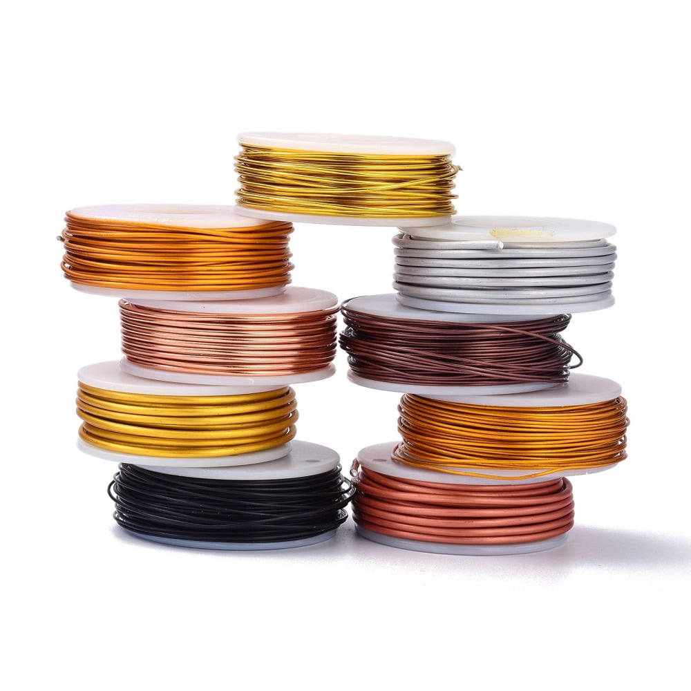 Aluminum Wire Bendable Metal Craft Wire Round Mixed Color 20 Gauge(0.8mm)~12 Gauge(2mm) about 16.40~118.11 Feet(5m~36m)/Roll