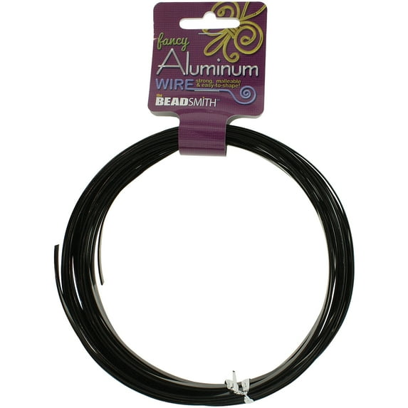 Aluminum Wire Flat Smooth 1X5mm 8 Meters/Pkg (26.25')-Black, Pk 1, Beadsmith