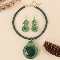 Aluminum Wire Jewelry Agate Necklace and Earring Set for Women Colorful Fashion Costume Accessory for Weddings Parties Everyday Wear