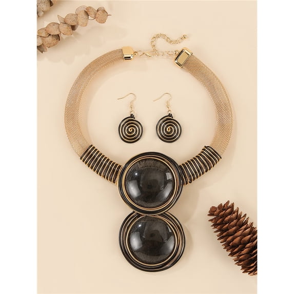 Aluminum Wire Jewelry Resin Round Bead Necklace and Earring Set for Women Colorful Fashion Costume Accessory for Weddings Parties Everyday Wear