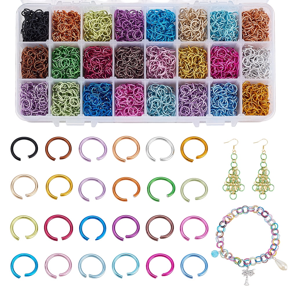 Aluminum Wire Open Jump Rings Round Shape Mixed Color 8x1mm 18 Gauge 6mm inner diameter 140pcs/compartment Packaging Box: 21.8x11x3cm
