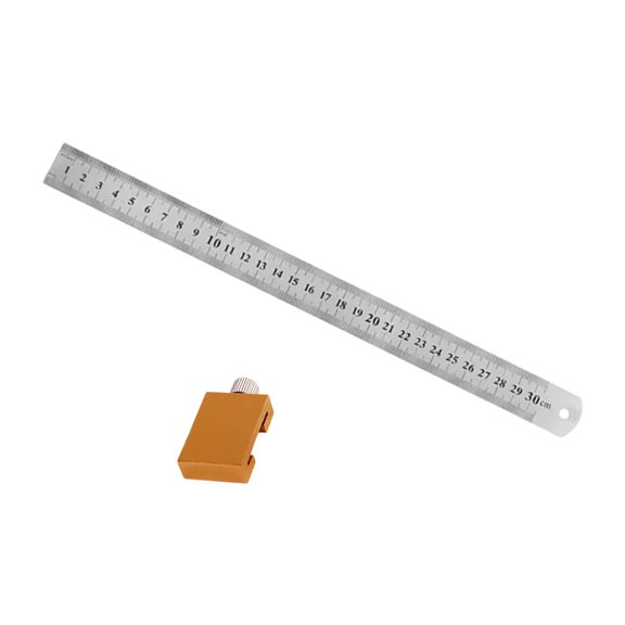 Aluminum Woodworking Marking Ruler with Positioning Block, 50cm Golden Layout Measuring Tool for Carpentry