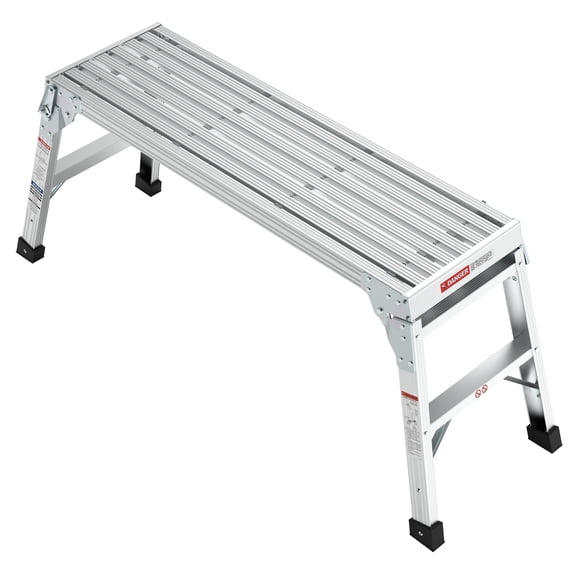 Aluminum Work Platform, 40-Inch Folding Bench, ANSI 225 lb Capacity, Silver