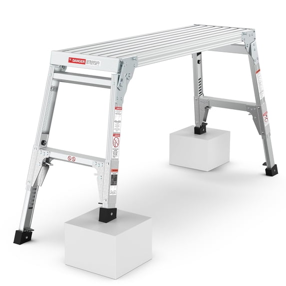 Large Work Stool 【LuckyNote】Aluminum Work Platform Large Size Step Stool Folding ...