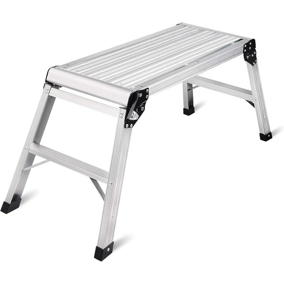 Aluminum Work Platform Step Ladder 30"x12"x20" | Foldable, 330 Lbs Capacity