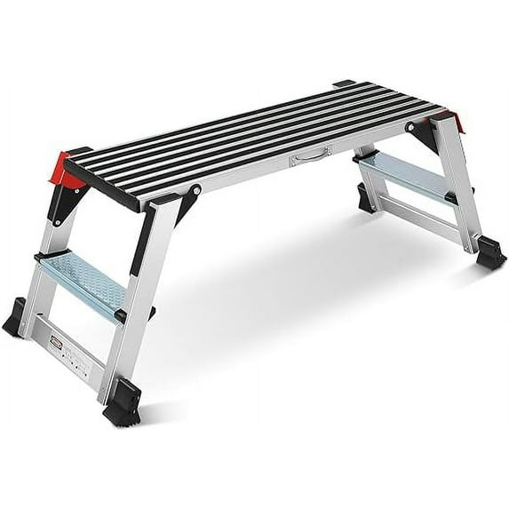 Aluminum Work Platform Step Ladder 38×12×20  Work Bench for Washing Vehicles, Cleaning, Painting, Decorating Non-Slip, Capacity 330 LBS 𝐇𝐞𝐚𝐯𝐲 𝐃𝐮𝐭𝐲