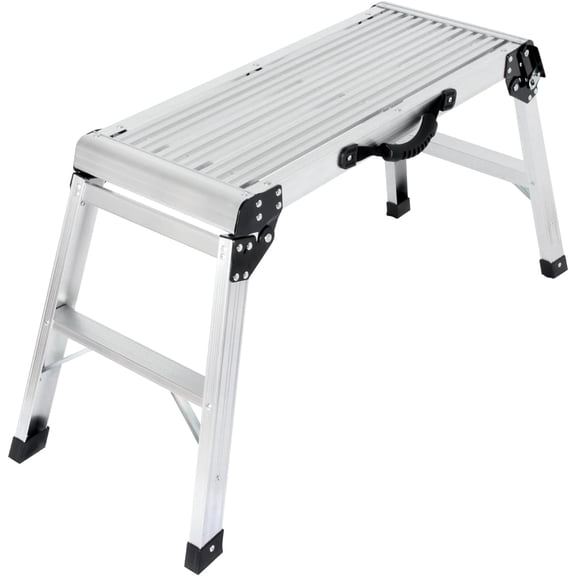 Aluminum Work Platform Step Ladder, Silver | Handle l 330 Lbs Capacity