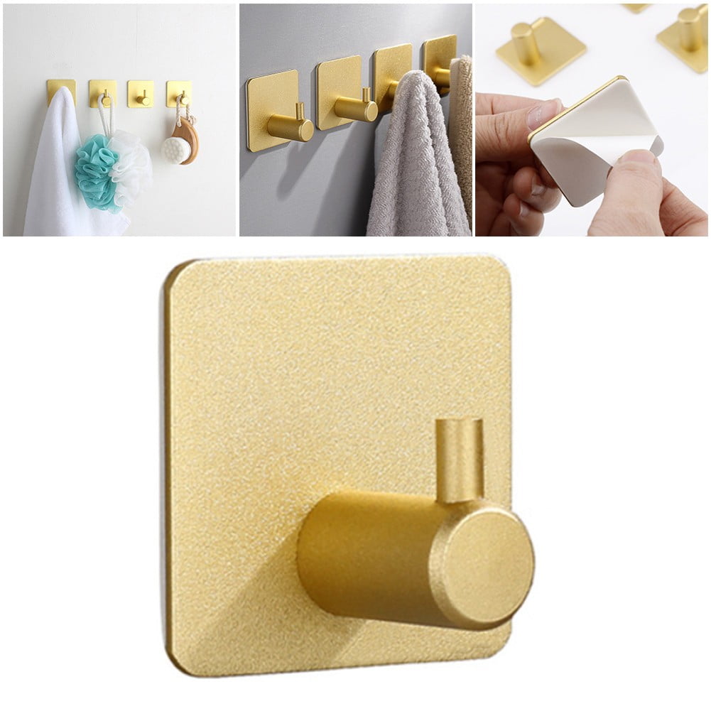Kabuda Self Adhesive Hooks for Robe Towel Clothes,Aluminum alloy, Gold