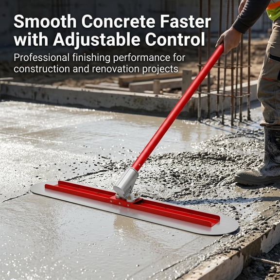 Aluminum alloy interlocking poles Round End Stainless Steel Concrete Finishing Trowel, Concrete Bull Float Kit, 48inx12in Concrete Float for Concrete Resurfacing Projects