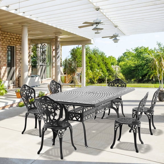 Aluminum dining set with carved patterns / Enhance outdoor space charm