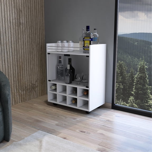Aluminum-edged Top Bar Cart | Craft and Serve Drinks in Living Room | Enjoy Sophisticated Mixing and Presentation