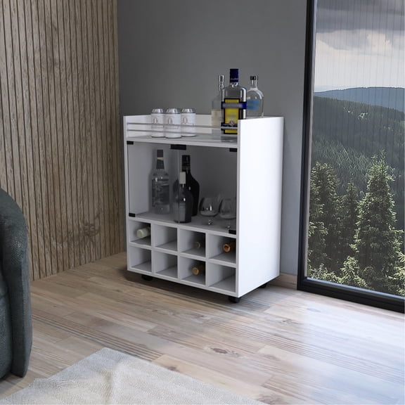 Aluminum - edged serving surface, smooth wheels | For drink preparation, move the cart effortlessly