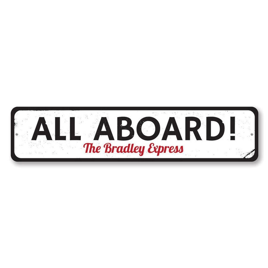 (Aluminum metal) All Aboard Sign Express Train Sign Train Metal Wall ...