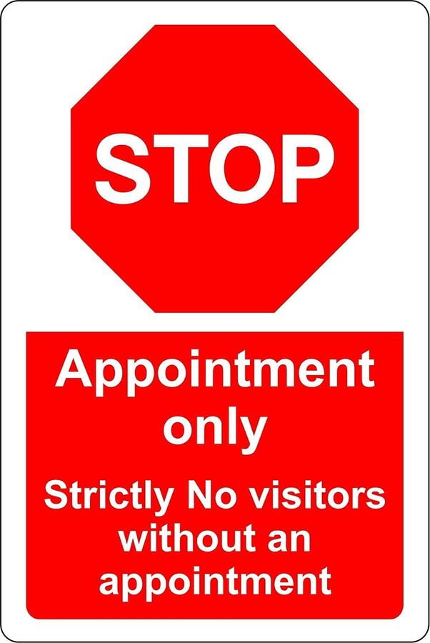 Metall-Warnschild 'Stop – Appointment Only' – 20x30 Cm, Zinn, Mit Befestigungslöchern, Für Innen/außen, Klar Lesbar
