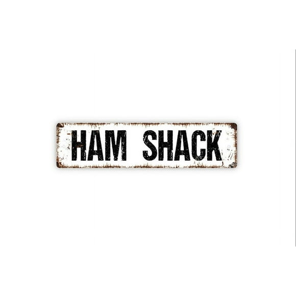 (Aluminum metal) Ham Shack Sign Swine Animal Barn Farm Ham Radio Operator Call Sign Rustic Street Metal Sign or Door Name Plate Plaque Size: 4 x 16 Inch