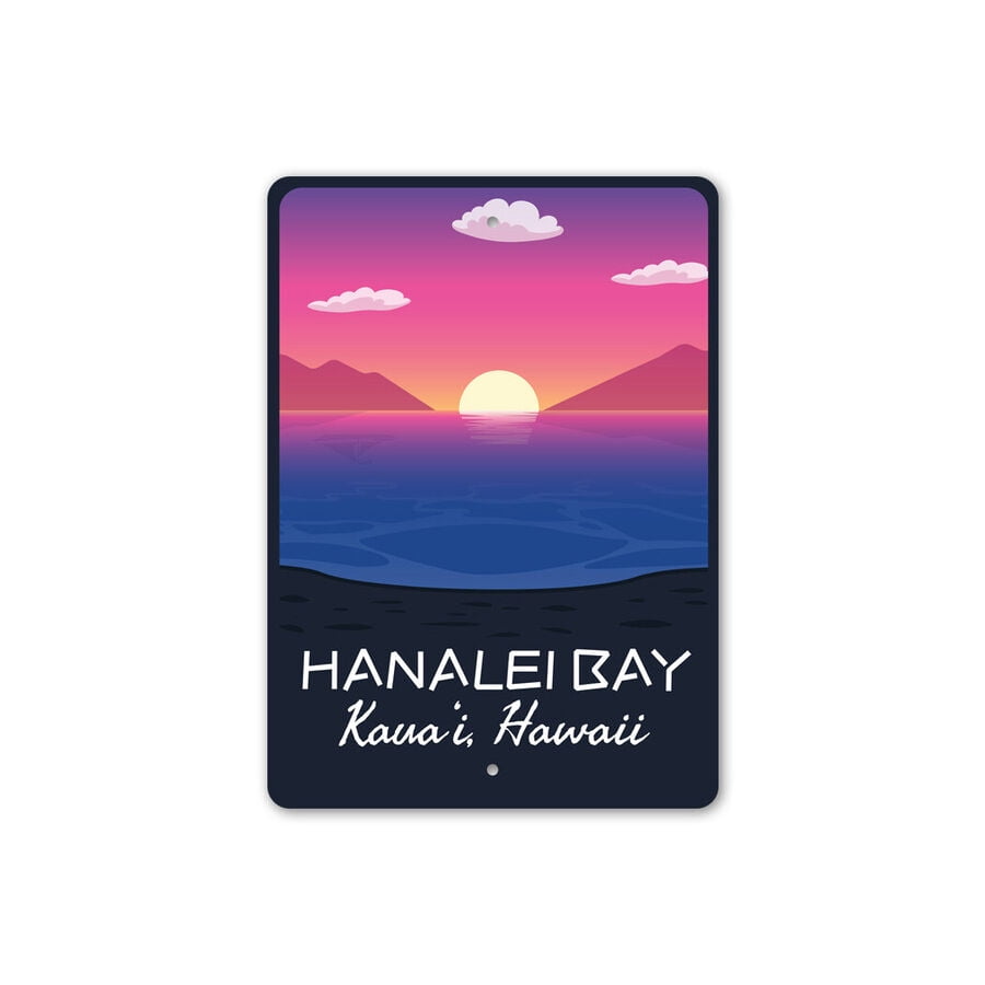 (Aluminum metal) Hanalei Bay Kauai Hawaii Metal Sign Size: 16 x 12 Inch ...