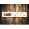 thumbnail image 1 of (Aluminum metal) Loon Lounge Sign Loon Lounge Decor Loon Lover Lake Loon Sign Loon Bird Decor Rustic Lake Sign Lake Decor Lake For Loon Sign Lake Size: 4 x 16 Inch, 1 of 4