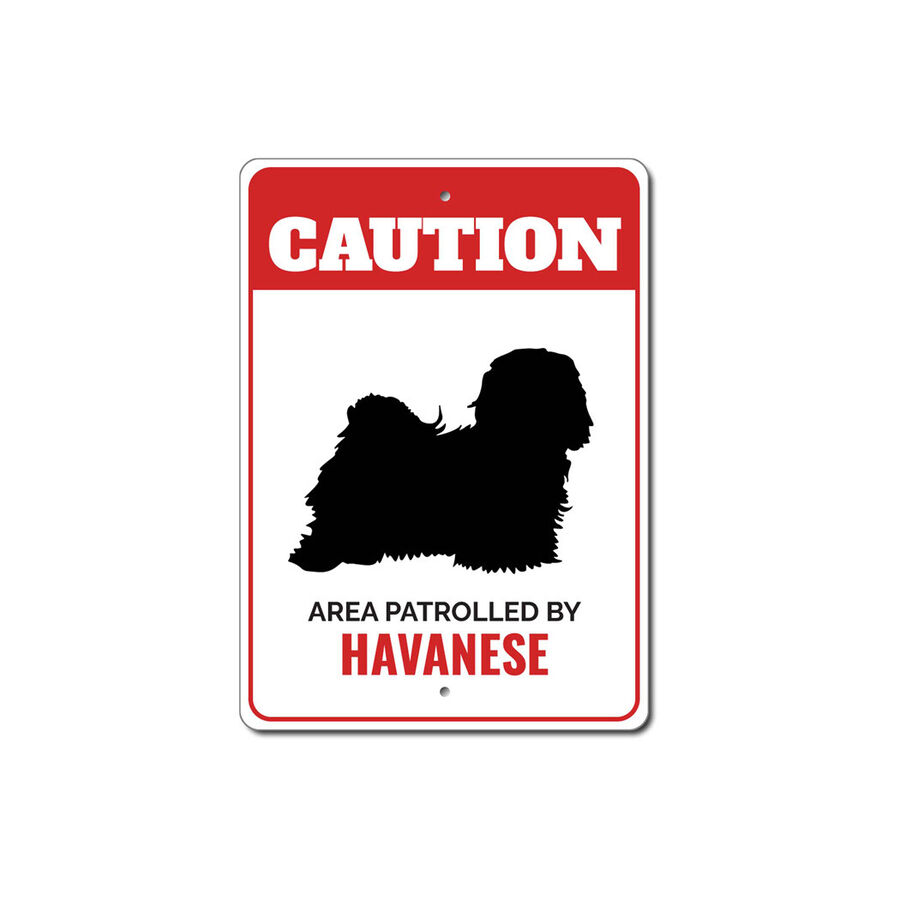 Hundehof-Schild „Caution Area Patrolled By Havanese Security Company“ – PVC, 27,9x27,9 Cm, Used-Look – Für Garten, Haus, Geschenk