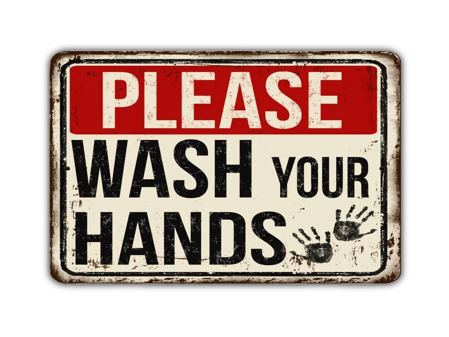 (Aluminum metal) Please Wash Your Hands Vintage Style Metal Sign Size ...