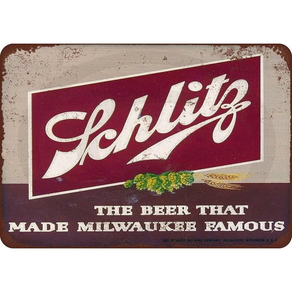(Aluminum metal) Schlitz Beer Bar Pub Rustic Retro Metal Sign Size: 8 x 12 Inch