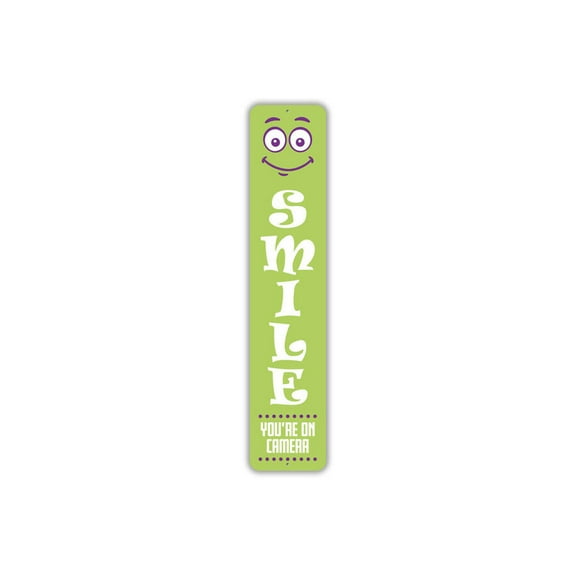 (Aluminum metal) Smile Youre On Camera Metal Sign Warning Protected CCTV Surveillance Size: 4 x 16 Inch
