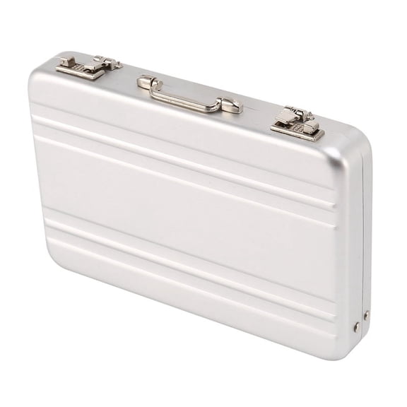 Aluminum password box Card Case Mini suitcase Password briefcase Silver