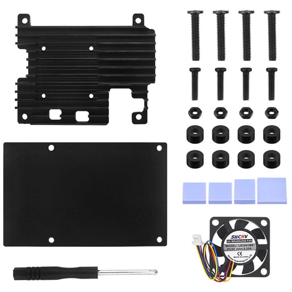 Aluminum protective case for Raspberry pi 5 motherboards with cooling fan to cool down temperature