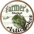 thumbnail image 1 of Aluminum sign - Farmers Market Fresh Artichokes Round Metal Sign Rustic Retro Kitchen Decor Size: 8" Diameter, 1 of 5