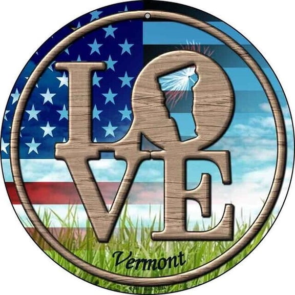 Aluminum sign - Love Vermont Novelty Round Circular Metal Sign Home Garage Wall Decor Size: 8" Diameter