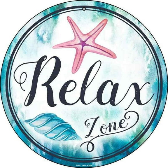 Aluminum sign - Relax Zone Novelty Round Circular Metal Sign Home Garage Wall Decor Size: 8" Diameter