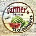thumbnail image 1 of Aluminum sign - WATERMELON FARMERS MARKET ROUND SIGN-HIGH QUALITY METAL- GRILL PATIO Size: 8" Diameter, 1 of 5