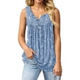 thumbnail image 1 of Alun 2026 Womens Summer Floral Tank Tops Button up Front Ruffle Lightweight Flowy Camisole Ladies Plus Size Fashion Print Sleeveless Loose Comfort Fit Casual Blouse Blue XXXXXL, 1 of 4