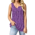 thumbnail image 1 of Alun 2026 Womens Summer Floral Tank Tops Button up Front Ruffle Lightweight Flowy Camisole Ladies Plus Size Fashion Print Sleeveless Loose Comfort Fit Casual Blouse Dark Purple XXXXXL, 1 of 4