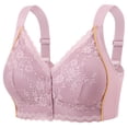 thumbnail image 1 of Alun Daisy Front Snap Bras for Older Women Plus Size Sides Support Push up Full Coverage Bralettes for Senior Soft Thin Cup No Underwire Comfortable T-Shirt Bra Purple 42, 1 of 2