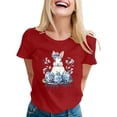 thumbnail image 1 of Alun Easter Bunny Ears Stethoscope Short Sleeve T Shirts Easter Nurse Bow Graphic T-Shirt for Women Casual Crew Neck Festival Printed Tee Tops Spring Summer Clothing 2-Red XXXL, 1 of 4