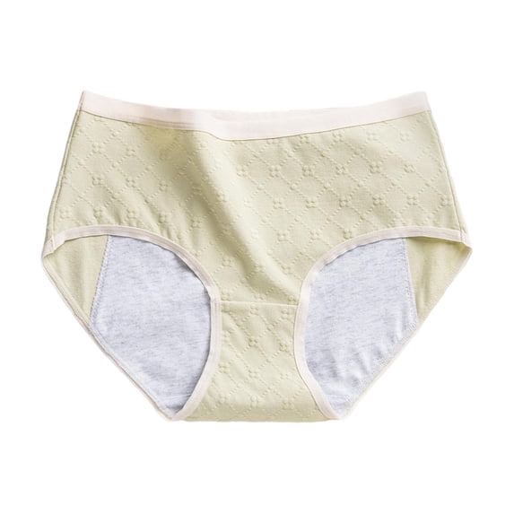 Alun Fashion Jacquard Design Women's Panties Mid Waisted Menstrual Crotch Leak Proof Underwear Comfort Thin Breathable Stretchy Briefs Green M