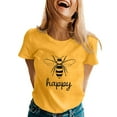 thumbnail image 1 of Alun Happy Bees' Day Womens T Shirts Women Loose Comfortable Summer Classic Crewneck Short Sleeve Tees Soft Lightweight Cute Honeybee Graphic Festival Celebration Tops 2-Yellow XL, 1 of 5