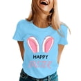 thumbnail image 1 of Alun Happy Easter T Shirts for Women Cute Bunny Ears Graphic Tees Casual Short Sleeve Crewneck Top for Easter's Day Outfit 2026 Spring Summer Workout T-Shirt Sky Blue M, 1 of 3