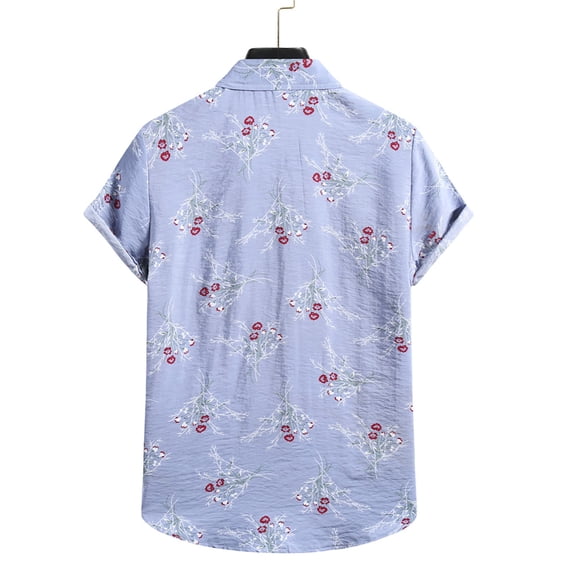 Alun Hawaiian Floral Print Button Front Shirts Womens Short Sleeve Lapel Collar Beach Tops Ladies Summer Lightweight Casual Comfortable Blouse Top Blue XXXXL