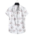 thumbnail image 1 of Alun Hawaiian Floral Print Button Front Shirts Womens Short Sleeve Lapel Collar Beach Tops Ladies Summer Lightweight Casual Comfortable Blouse Top White XL, 1 of 3