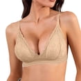 thumbnail image 1 of Alun Lace Deep V-Neck Bras for Women No Underwire Thin Padding Comfortable Breathable Bralettes 2026 Spring Summer Fashion Wavy-Edge Pure Color T Shirt Bra Khaki M, 1 of 5