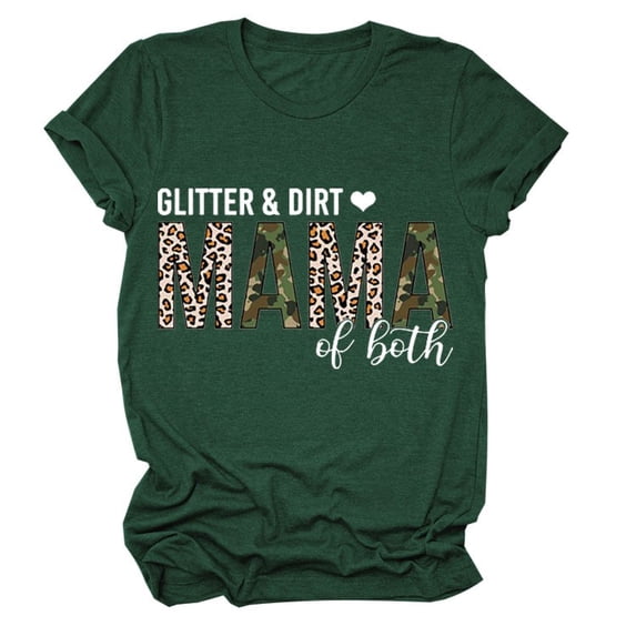Alun Mama Short Sleeve T Shirts Fashion Leopard and Camouflage Letter ...