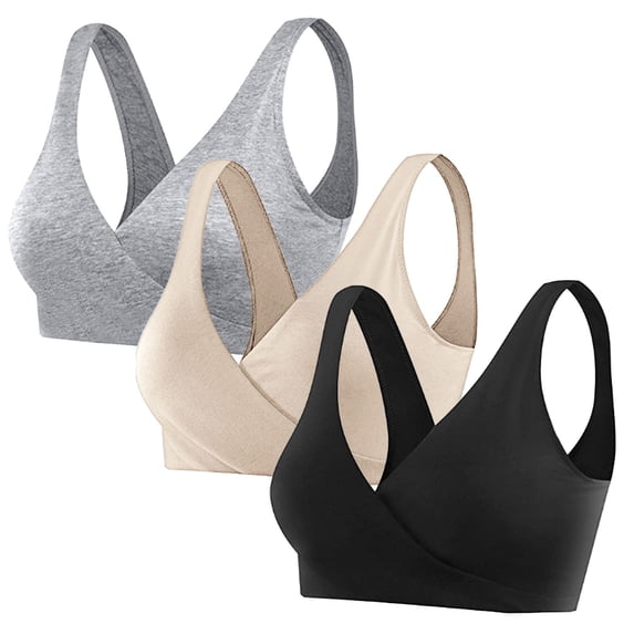 Alun Maternity Nursing Bras Seamless Smoothing Front Wrap Bra for Pregnancy & Breastfeeding Soft Support Lightweight Comfortable Wireless Bralette Pure Color Night Sleep Top Light Gray XL