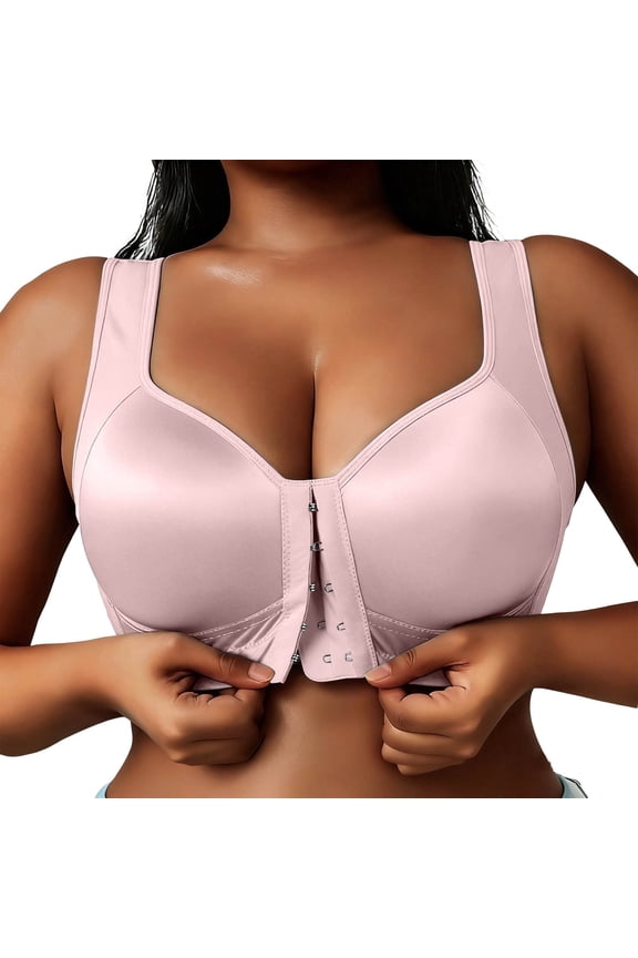 Postoperative Bras for Women Front Closure Compression Sport Bra Wireless Seamless Bralette with Adjustable Straps Lightweight Breathable Everyday Wear Pink XXL