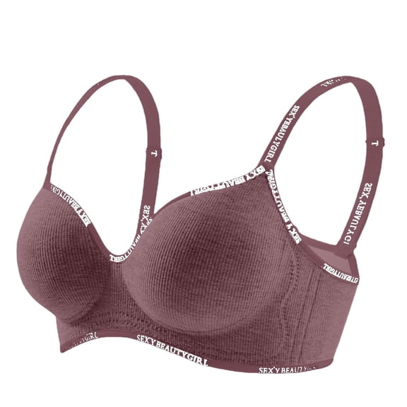 Alun Push up Bras for Women Fashion Lettered Trim Wireless Lightweight Breathable Comfort Bralette No Underwire Full Coverage Deep Plunge Bras with Thin Cup Design Red 40