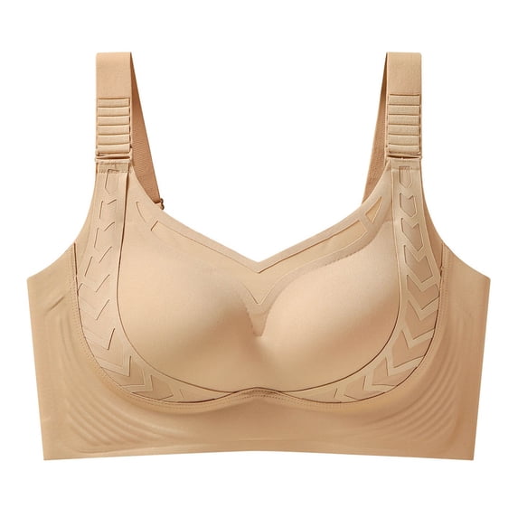 Alun Seamless Light Support Lift Push up Bras for Women Side Coverage Shaping Full Figure No Underwire Comfort Daily Wear Bralette Comfortable Adjustable Straps Khaki XXL