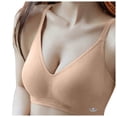 thumbnail image 1 of Alun Seamless Push up Bras for Women Wireless No Underwire Comfort Breathable Casual Ribbing Bra Side Support Light Padding Adding Volume Simple Stylish Bralette Coffee XXL, 1 of 5